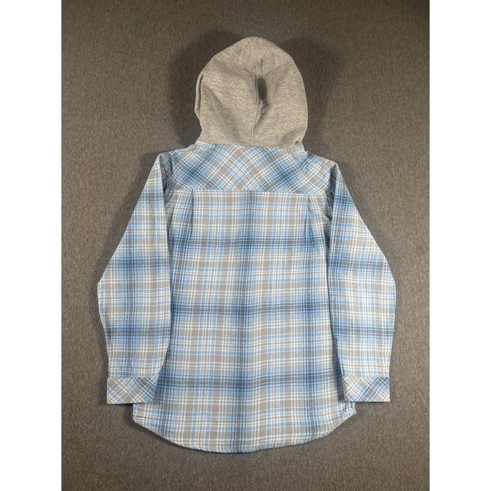 Quiksilver Boys Blue Plaid Hooded Flannel Shirt Size M (10/12) - Picture 2 of 7